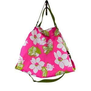 LeSportsac Lilly Pulitzer Pink Handbag Floral Pocket Handle Crossbody Duffle Bag
